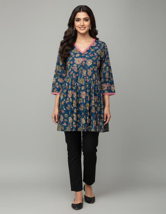 ZOVOR Women's 100% Cotton Floral Print Tunic Top | Style Code ZVR_C02 | Casual & Everyday Wear