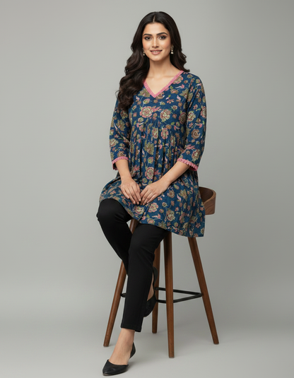 ZOVOR Women's 100% Cotton Floral Print Tunic Top | Style Code ZVR_C02 | Casual & Everyday Wear