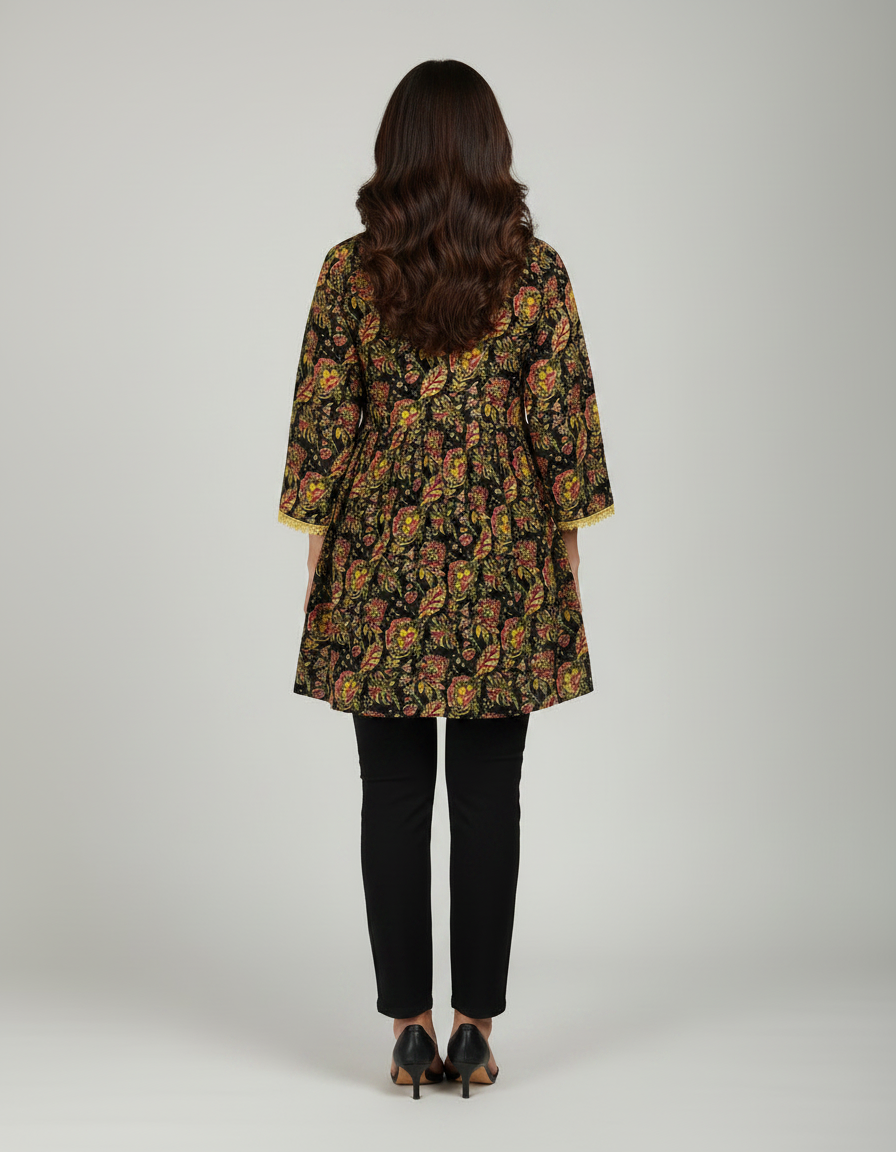 ZOVOR Women's 100% Cotton Lace Detail Tunic Top | Style Code ZVR_F02 | Floral Print | Casual & Office Wear
