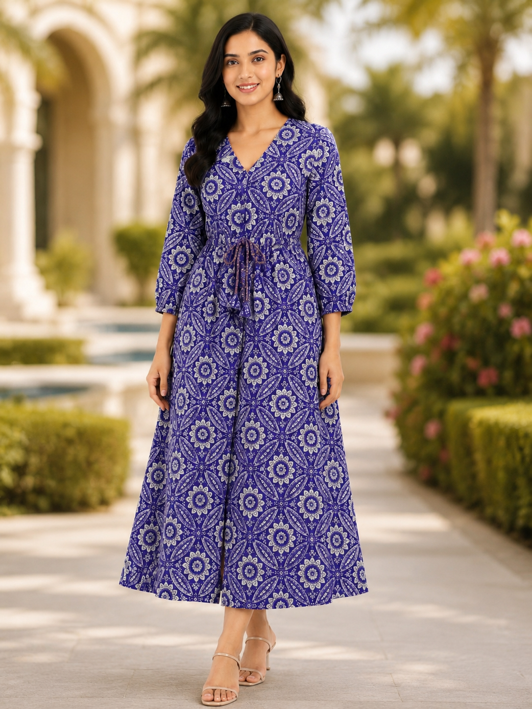 Boho Resort Dress - Royal Purple (100% Cotton)