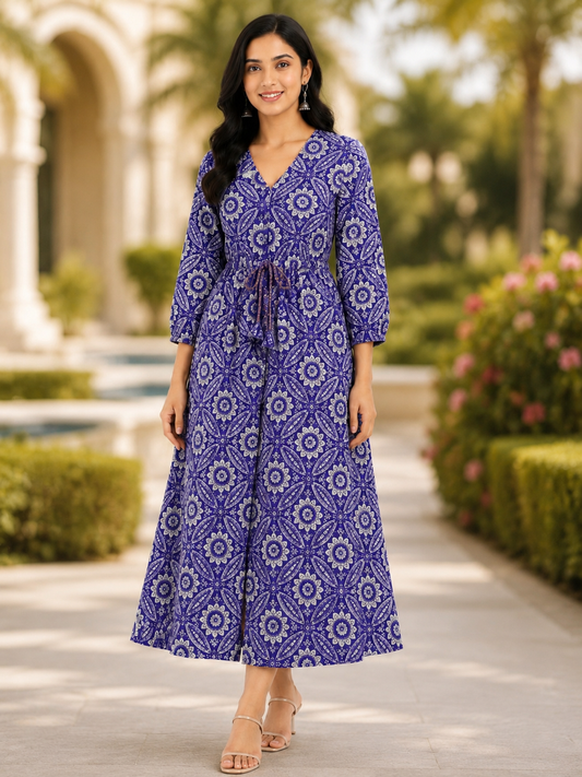 Boho Resort Dress - Royal Purple (100% Cotton)