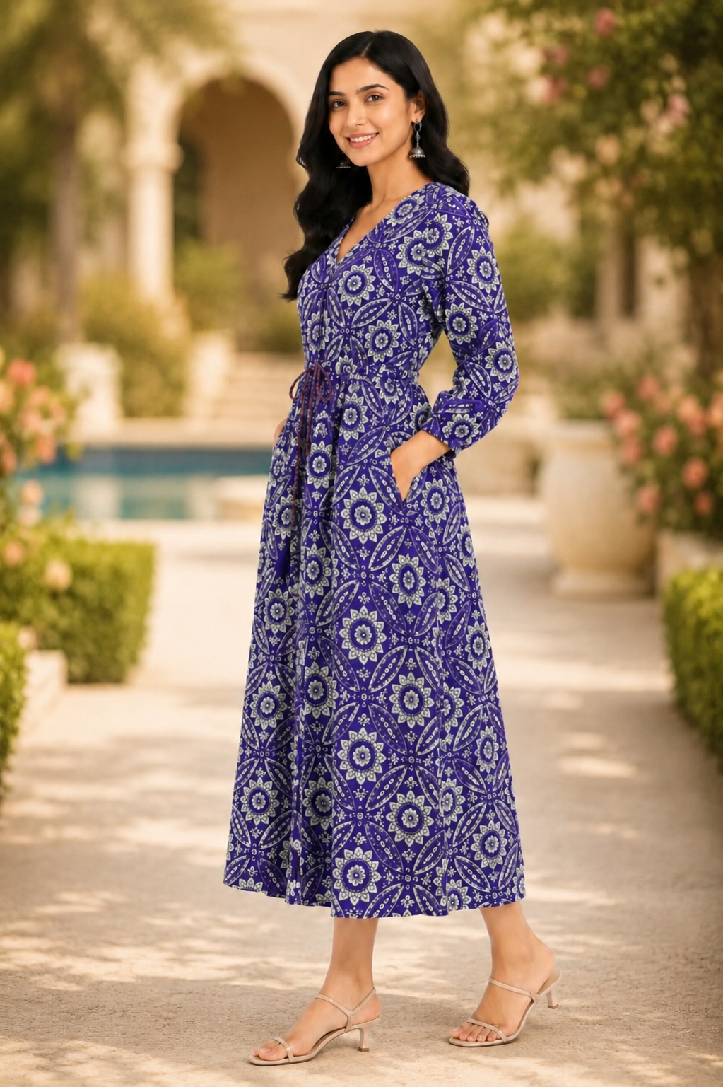 Boho Resort Dress - Royal Purple (100% Cotton)