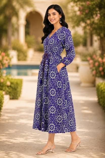 Boho Resort Dress - Royal Purple (100% Cotton)