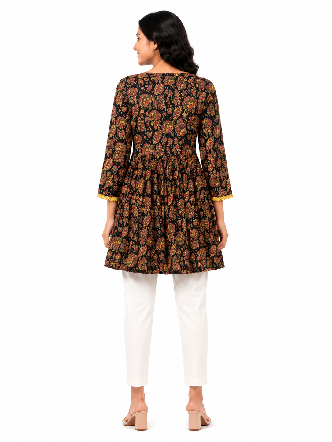 Lace Detail Tunic Top - black(100% Cotton)