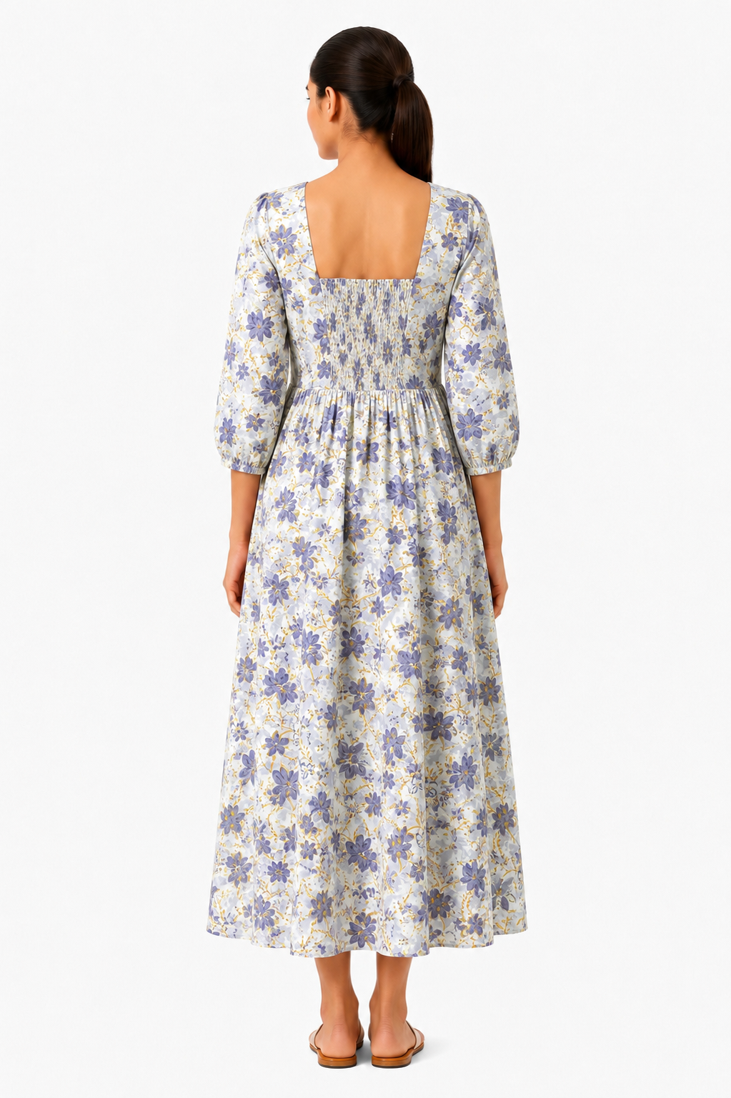 Floral Print Cotton Maxi Dress (100% Cotton)