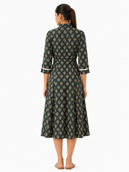 Classic Lace Shirt Dress - Slate Green (100% Cotton)