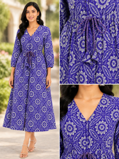 Boho Resort Dress - Royal Purple (100% Cotton)