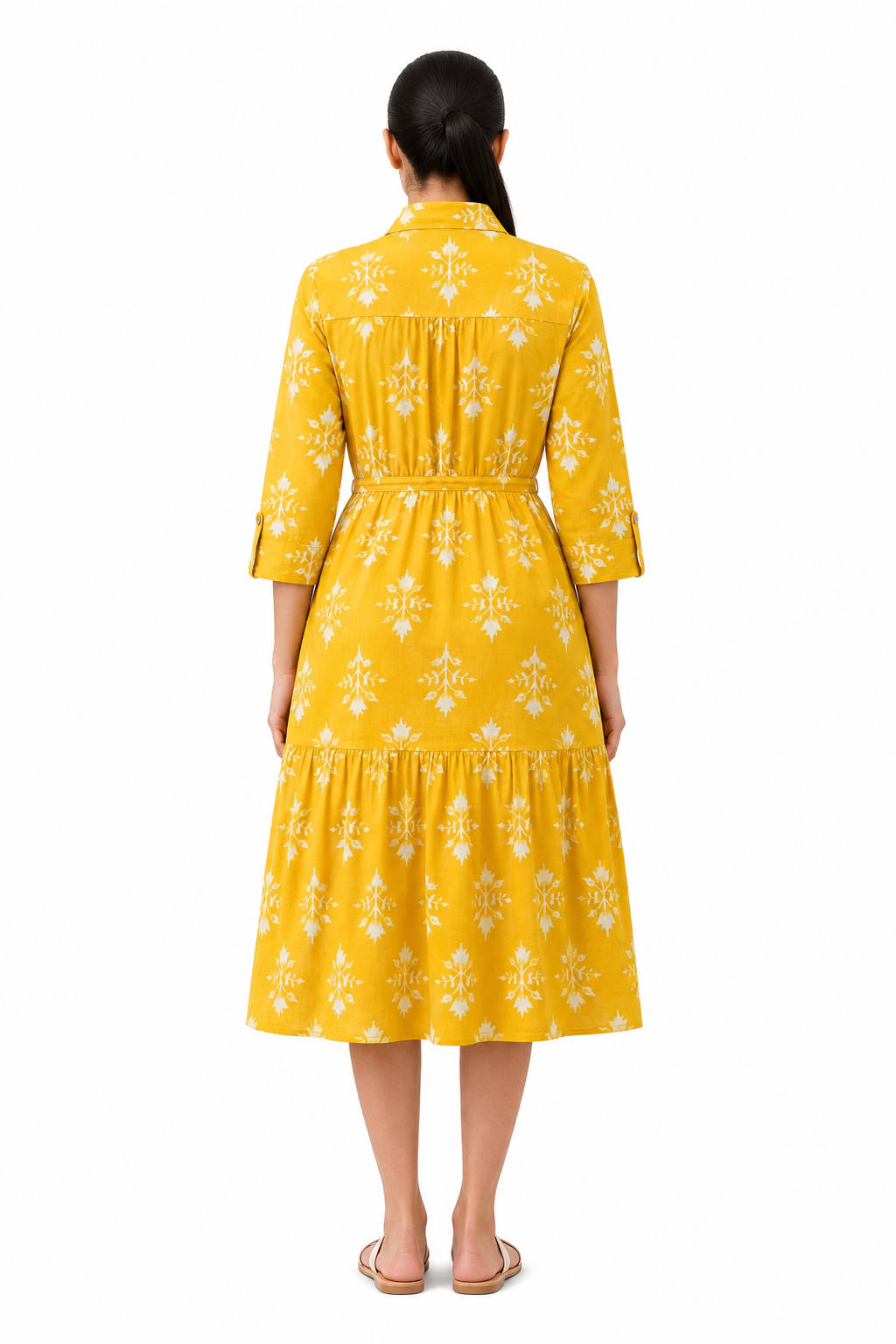 Classic Shirt Dress - Mustard Yellow (100% Cotton)