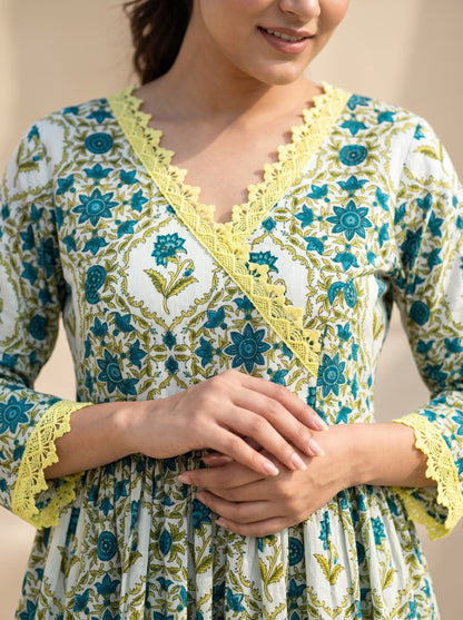 Angrakha Tunic Top - Off White (100% Cotton)